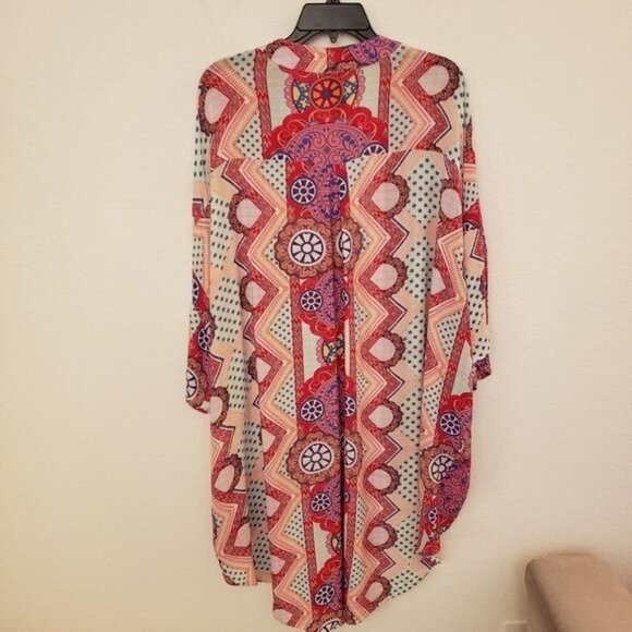 Minkpink Geometric Print Lightweight Oversize Kimono/Coverup XS/S EUC - Picture 3 of 9